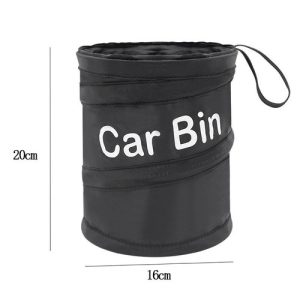 Car Bin Pop Up Black Trash Can Waterproof Storage Hanging Foldable Waste Basket